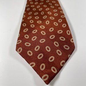 Vintage Silk Giorgio Armani Tie in Rust W/Gold Oval Design